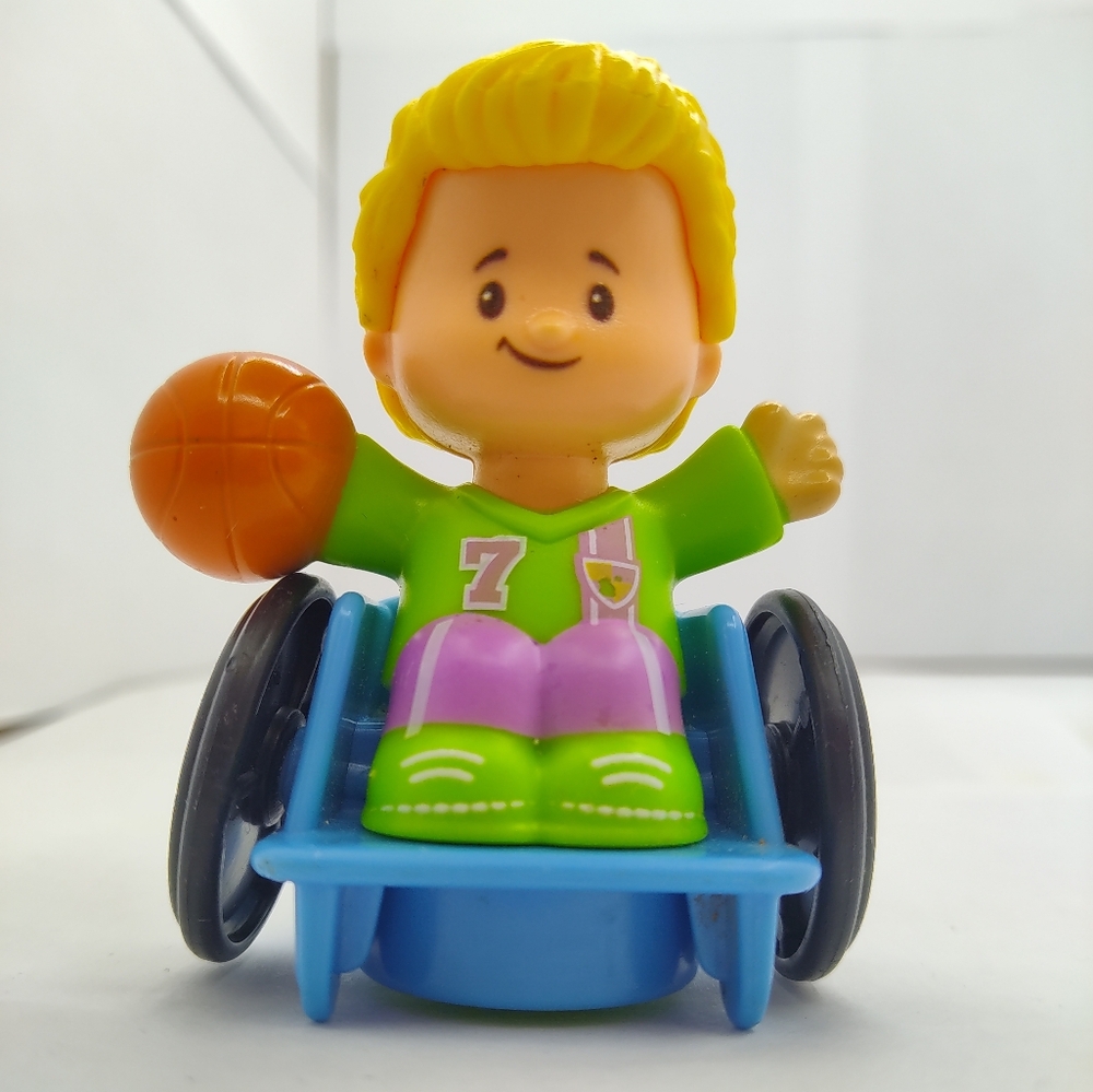 Fisher Price Little People Boy in Wheelchair with Basketball School Figure